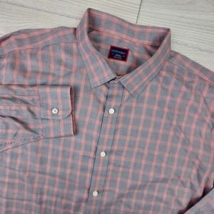 UNTUCKit Button Down Shirt Mens XXXLC Grey Pink Plaid Cotton Preppy Long Sleeve